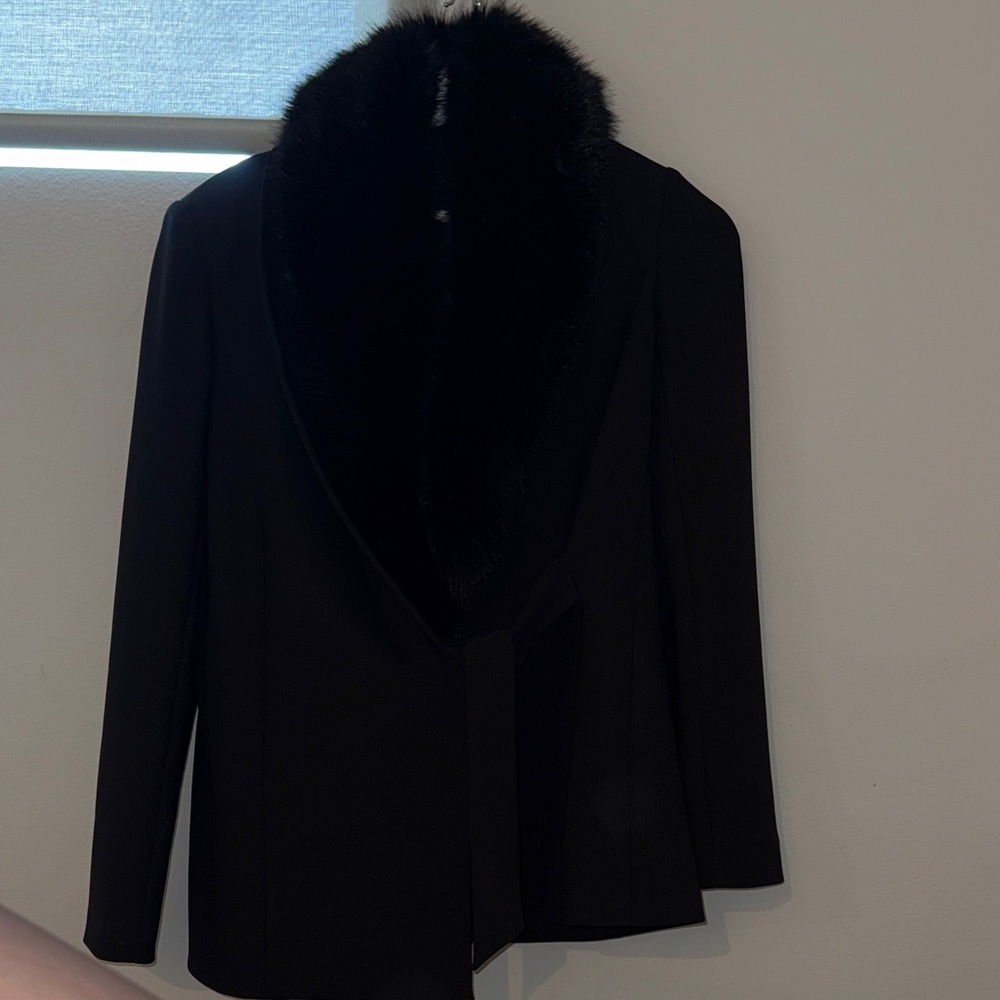 Marciano Black Blazer with Fur Trim